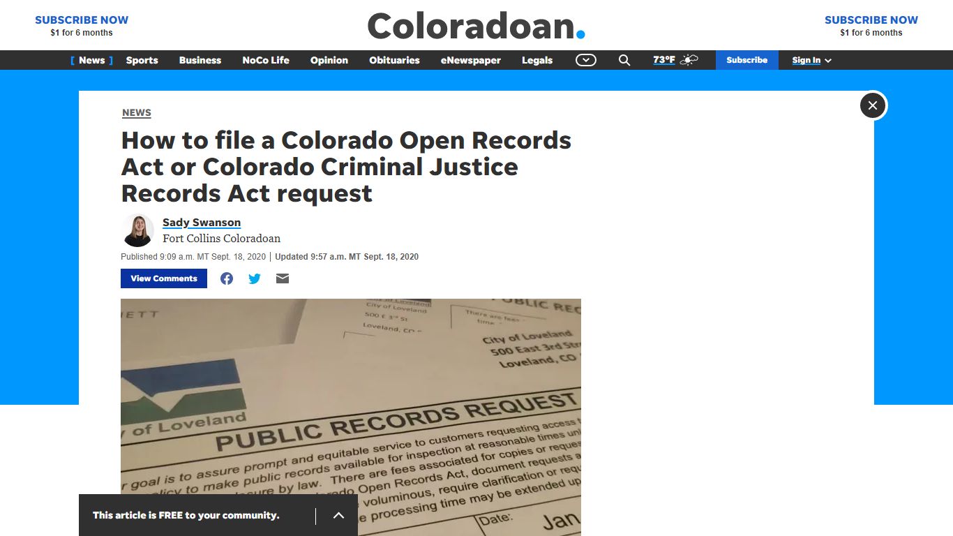 How to file a Colorado Open Records Act or Colorado Criminal Justice ...